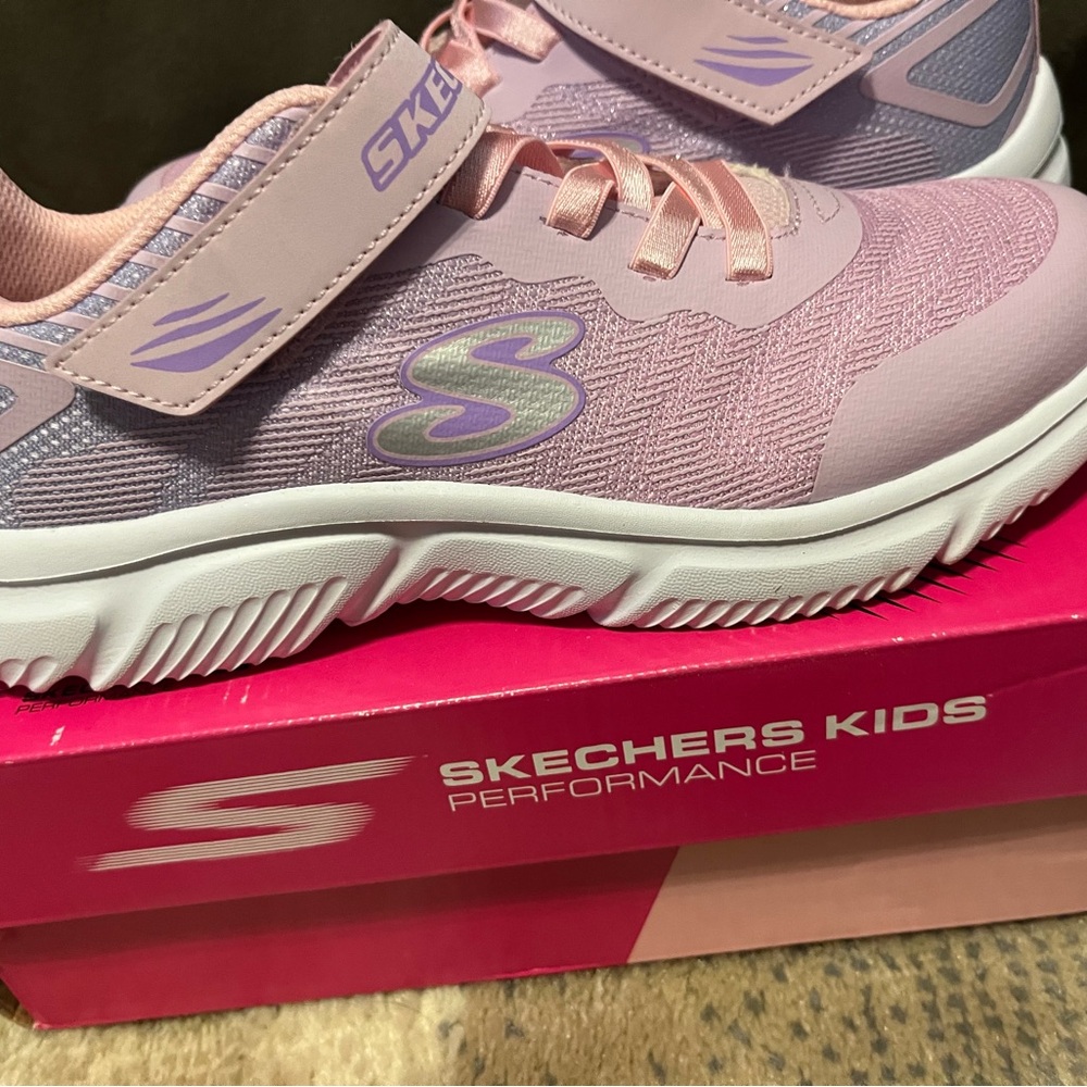 Skechers Kids Light Pink and Lavender Hook-and-Loop Sneakers